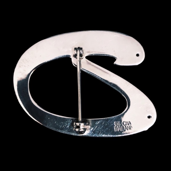 VTG 70’s - Solid 925 Sterling Silver Monogram Brooch Pin - Picture 2 of 4